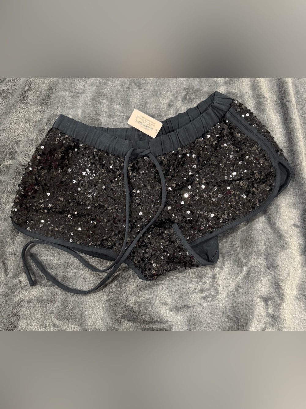 La SENZA Black Sequin Athletic Shorts with Drawstring